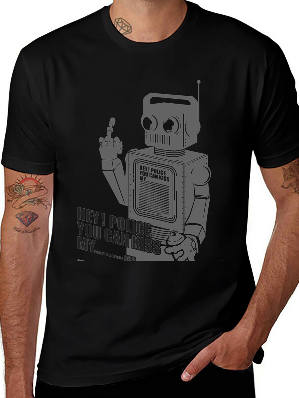 Robot Rebellion Tee - Middle Finger Graphic T-Shirt