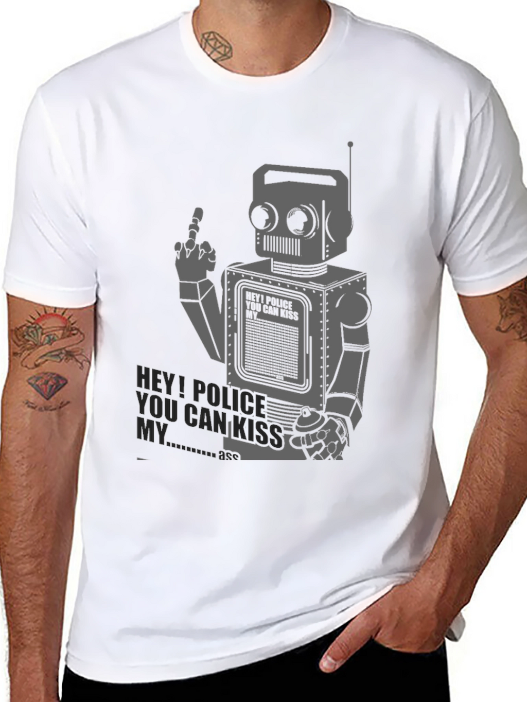 Robot Rebellion Tee - Middle Finger Graphic T-Shirt