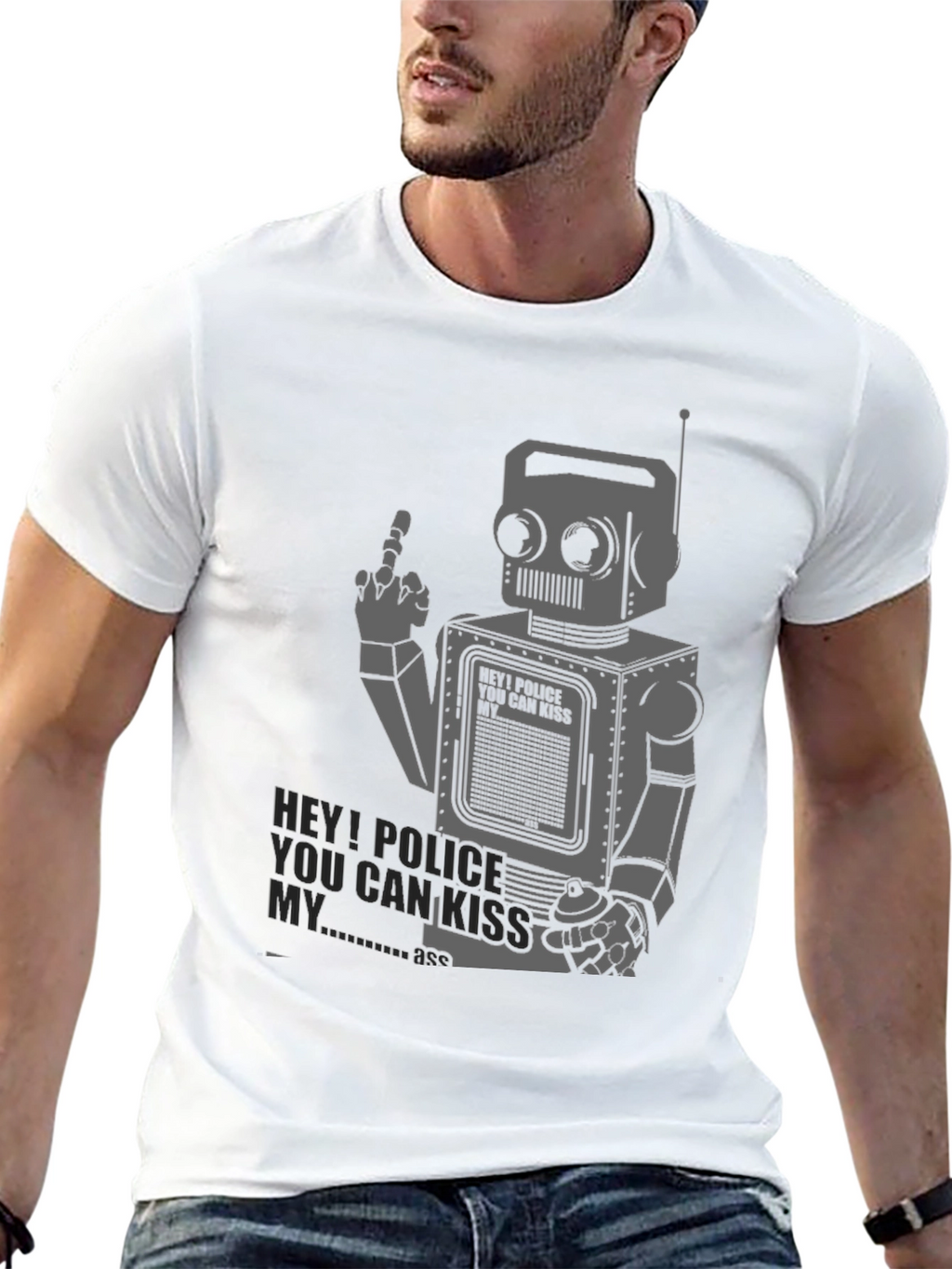 Robot Rebellion Tee - Middle Finger Graphic T-Shirt
