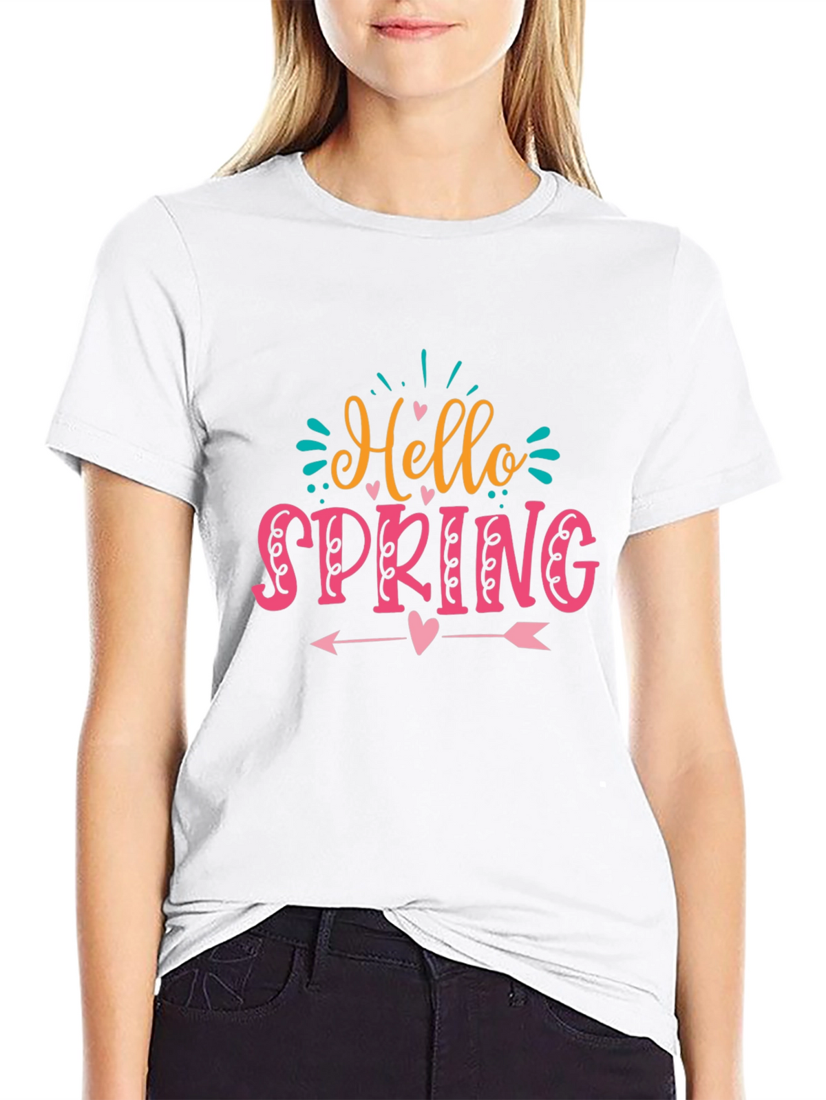 Hello Spring Graphic T-Shirt Black Cotton Tee