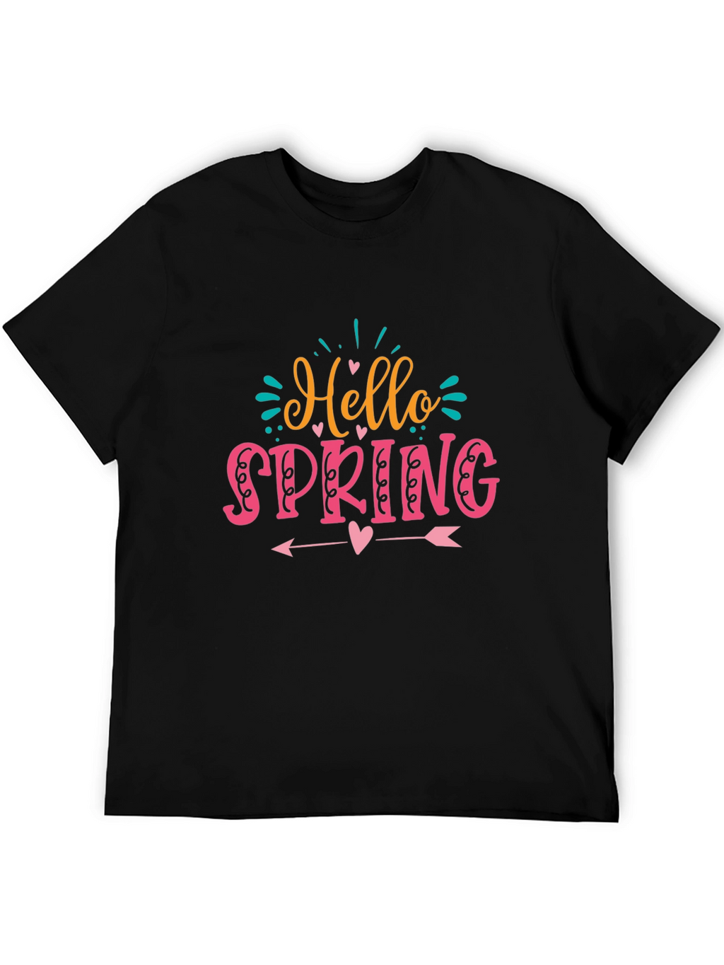 Hello Spring Graphic T-Shirt Black Cotton Tee