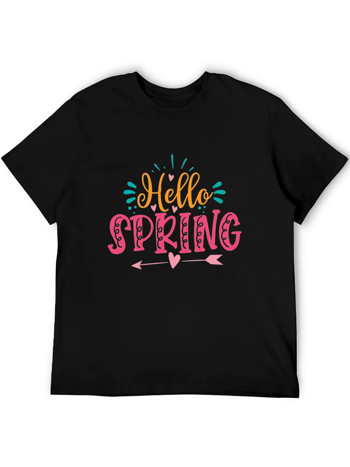 Hello Spring Graphic T-Shirt Black Cotton Tee