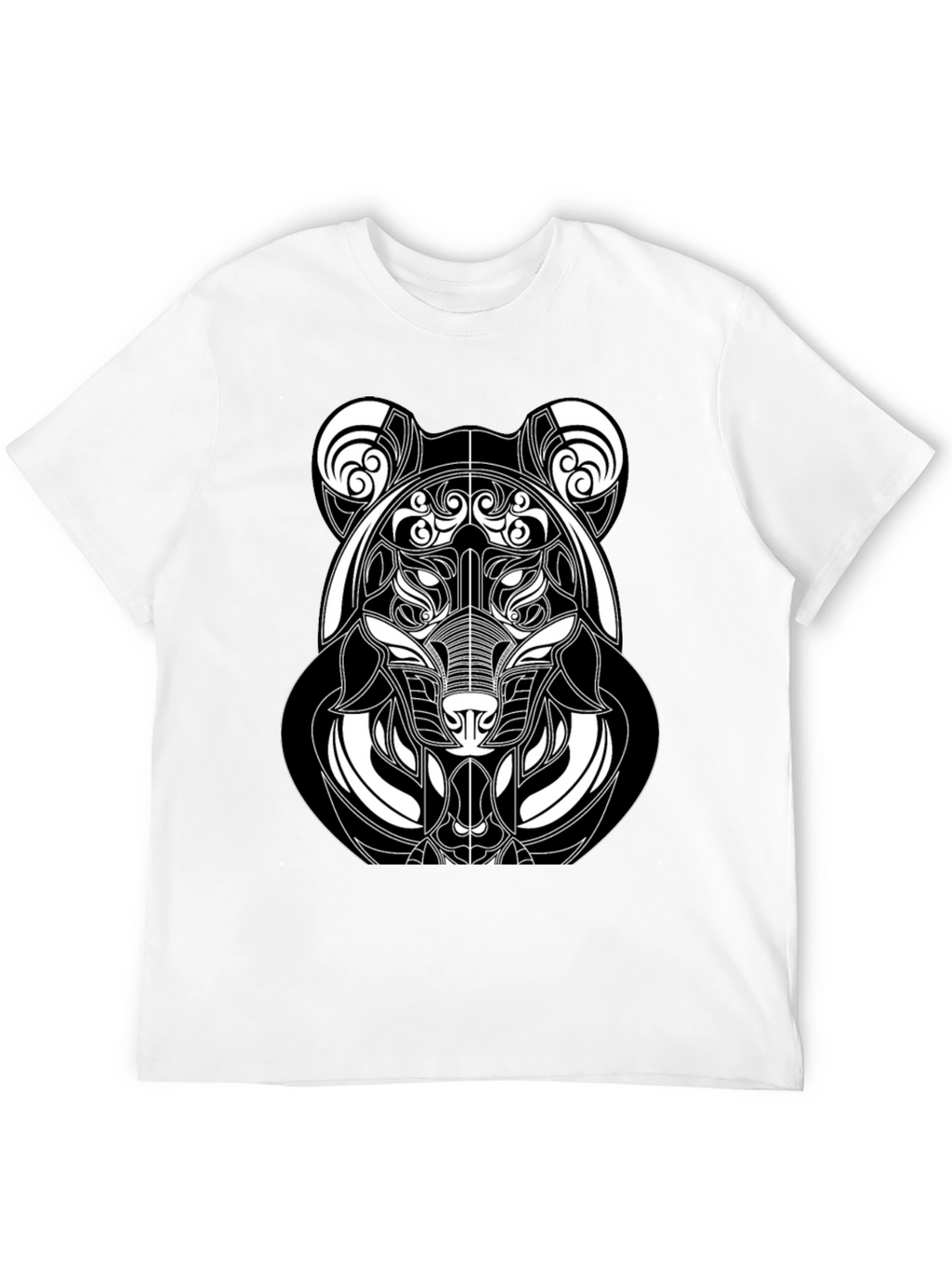 Abstract Bear Graphic T-Shirt - Black