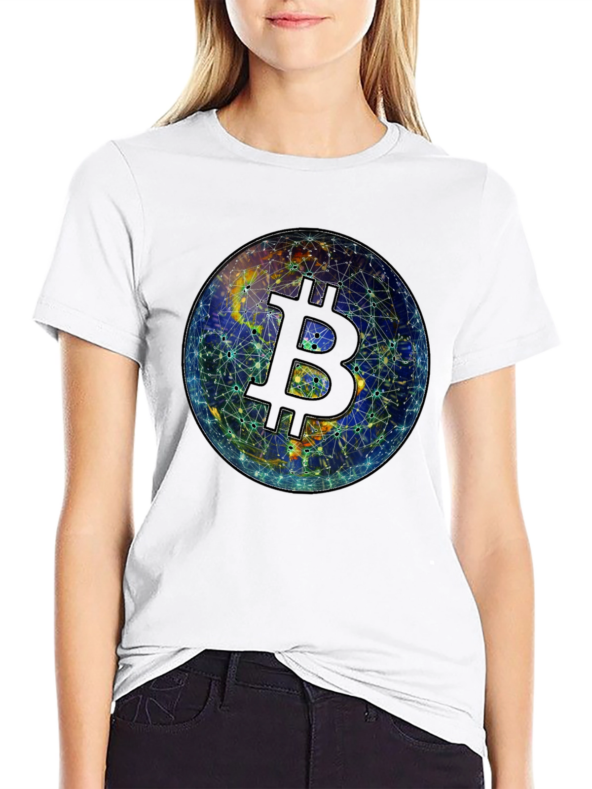 Bitcoin Globe Graphic Tee - Crypto Currency Shirt