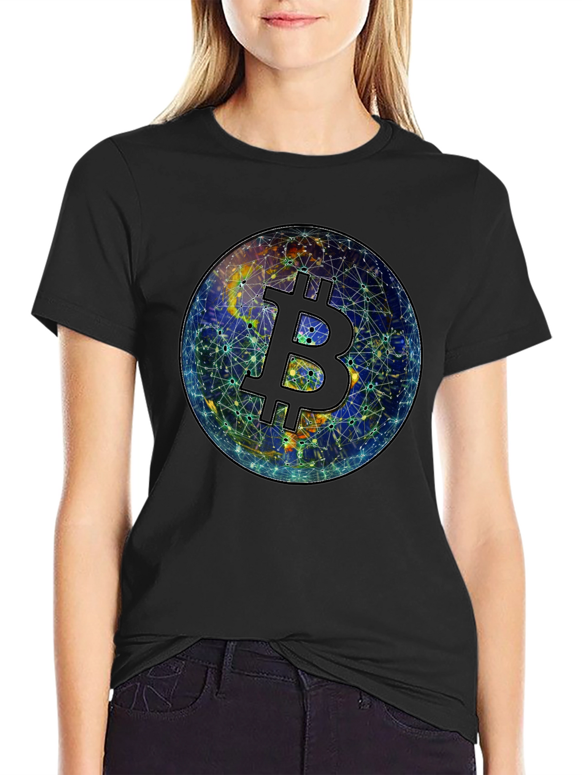 Bitcoin Globe Graphic Tee - Crypto Currency Shirt