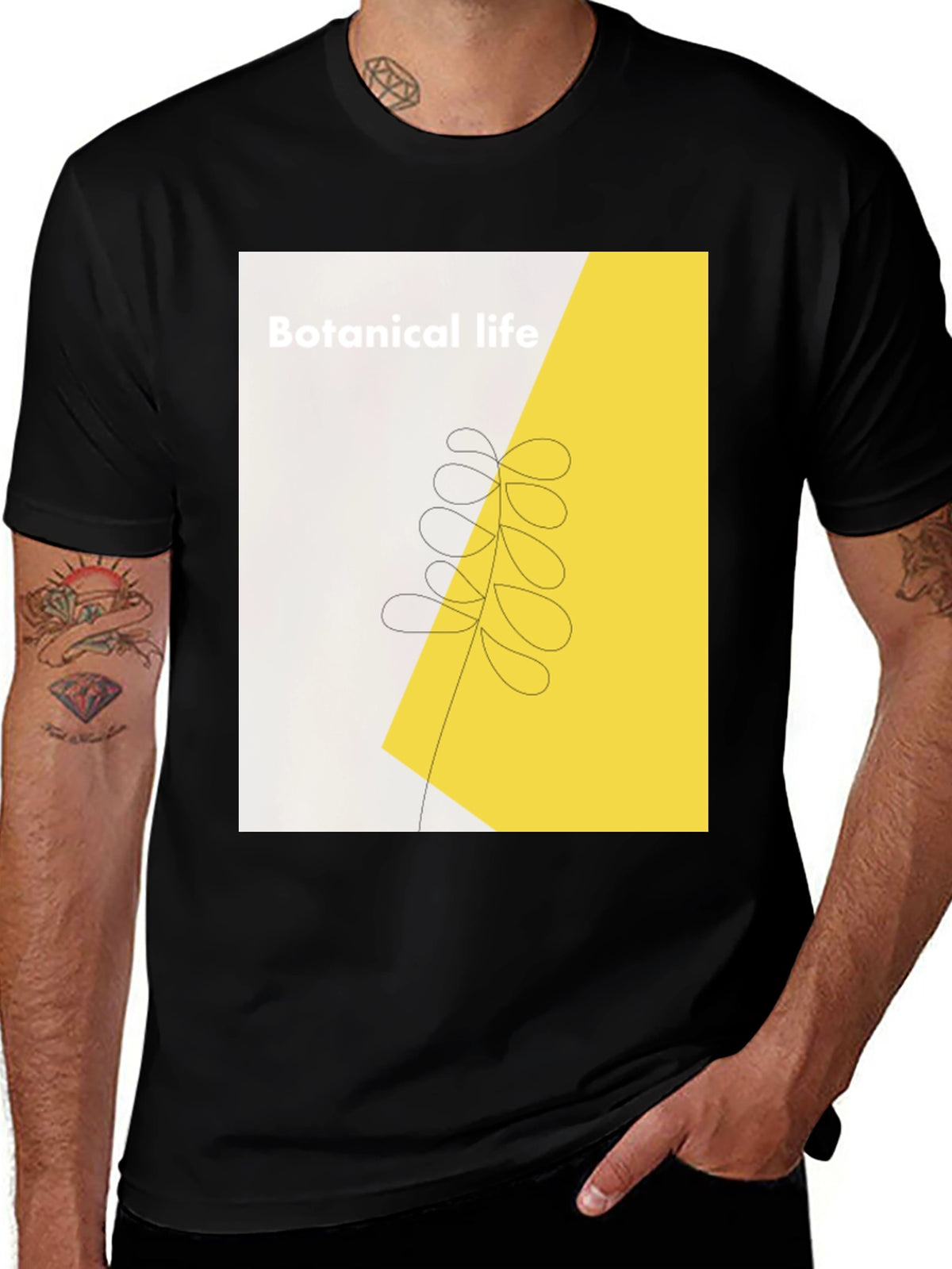 Botanical Life Graphic Black T-Shirt