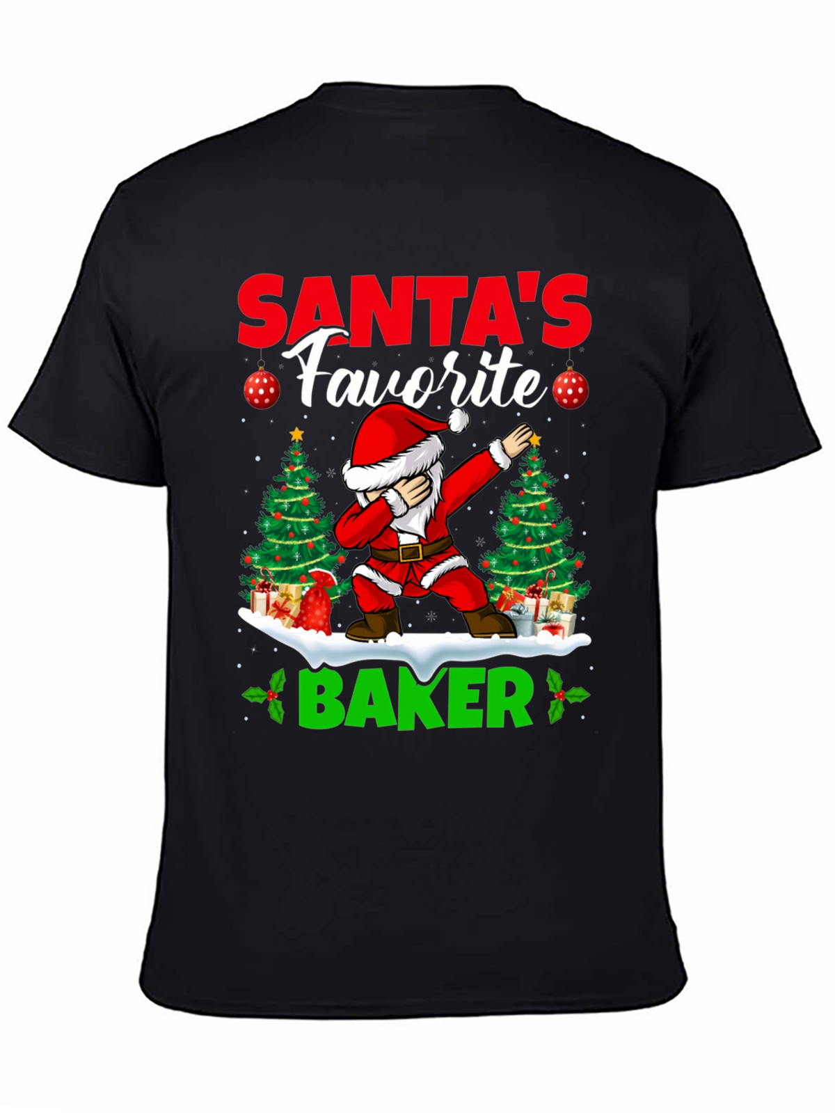 Santas Favorite Baker T-Shirt: Holiday Dabbing Santa Tee