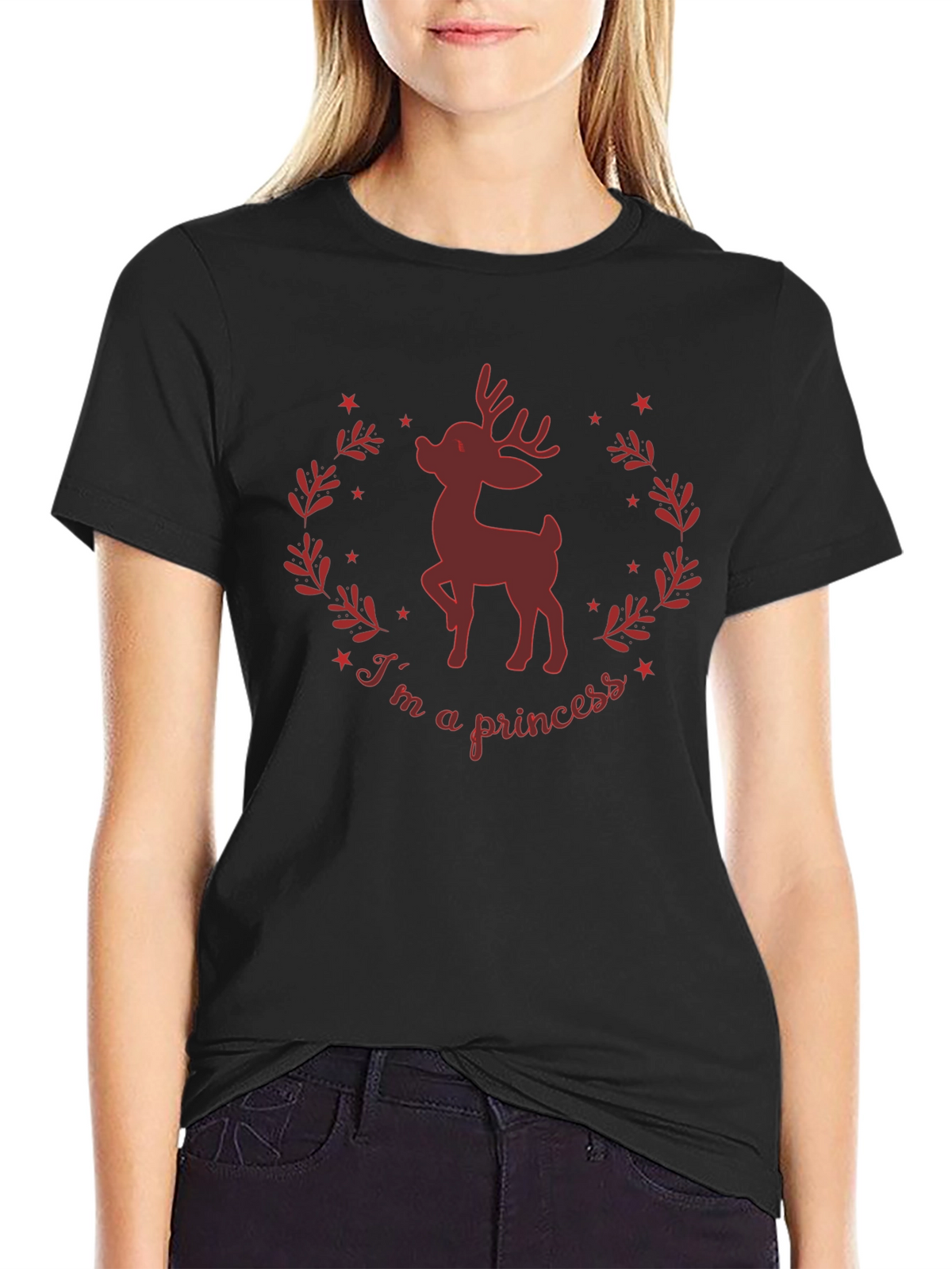 Im A Princess Deer Graphic Tee - Black