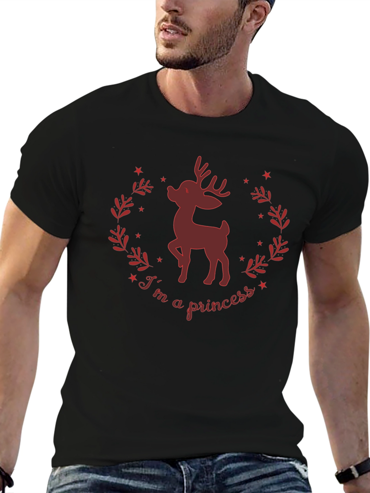 Im A Princess Deer Graphic Tee - Black