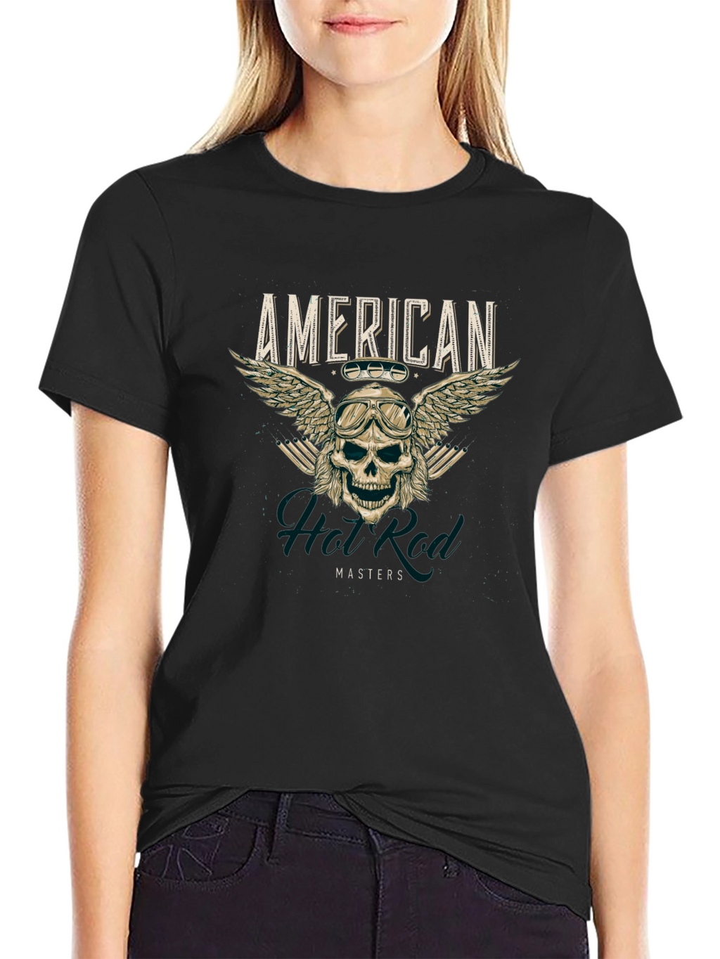 American Hot Rod Masters T-Shirt Skull Wings
