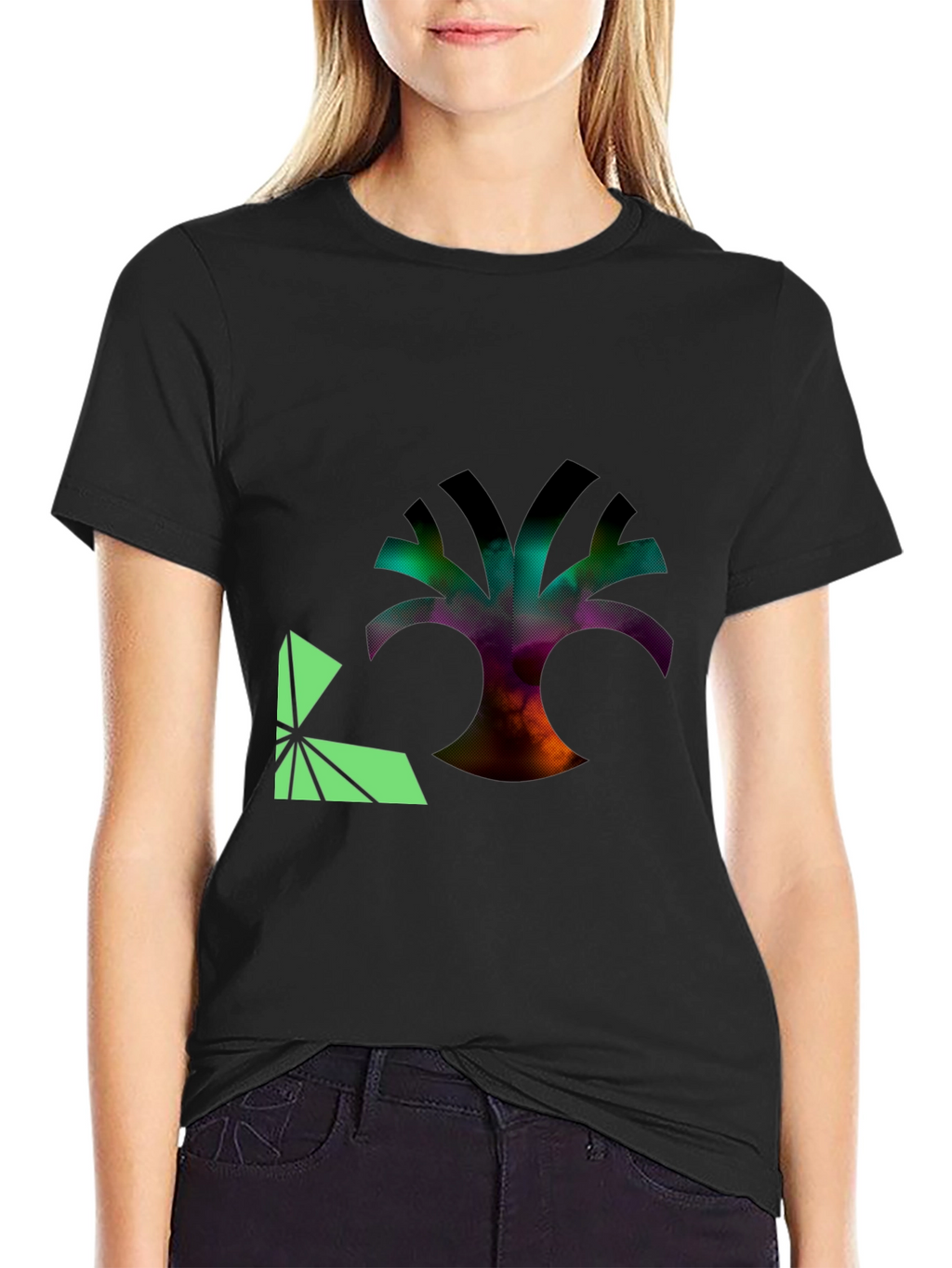Abstract Tree Graphic Black T-Shirt