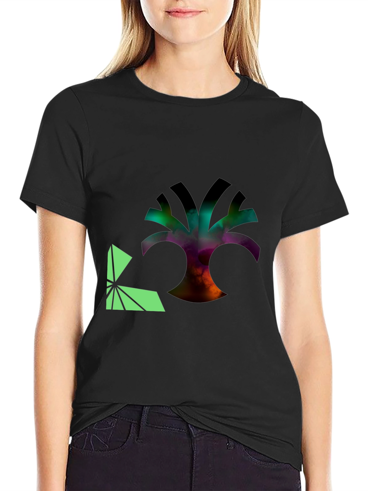Abstract Tree Graphic Black T-Shirt