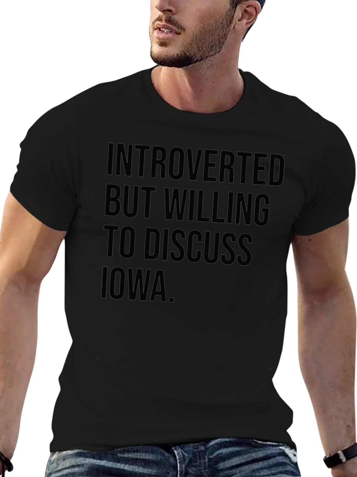 Introverted Iowa T-Shirt - Black Graphic Tee