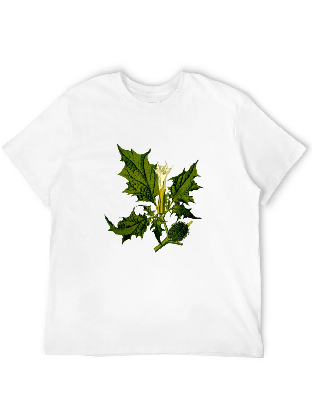 Botanical Datura Flower Graphic Black Tee