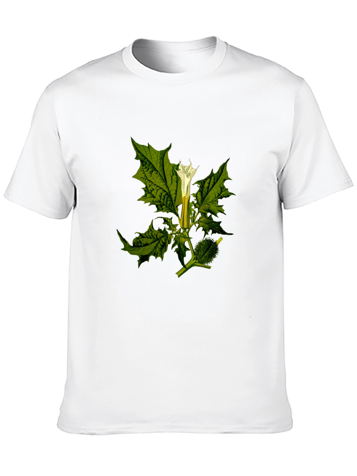 Botanical Datura Flower Graphic Black Tee