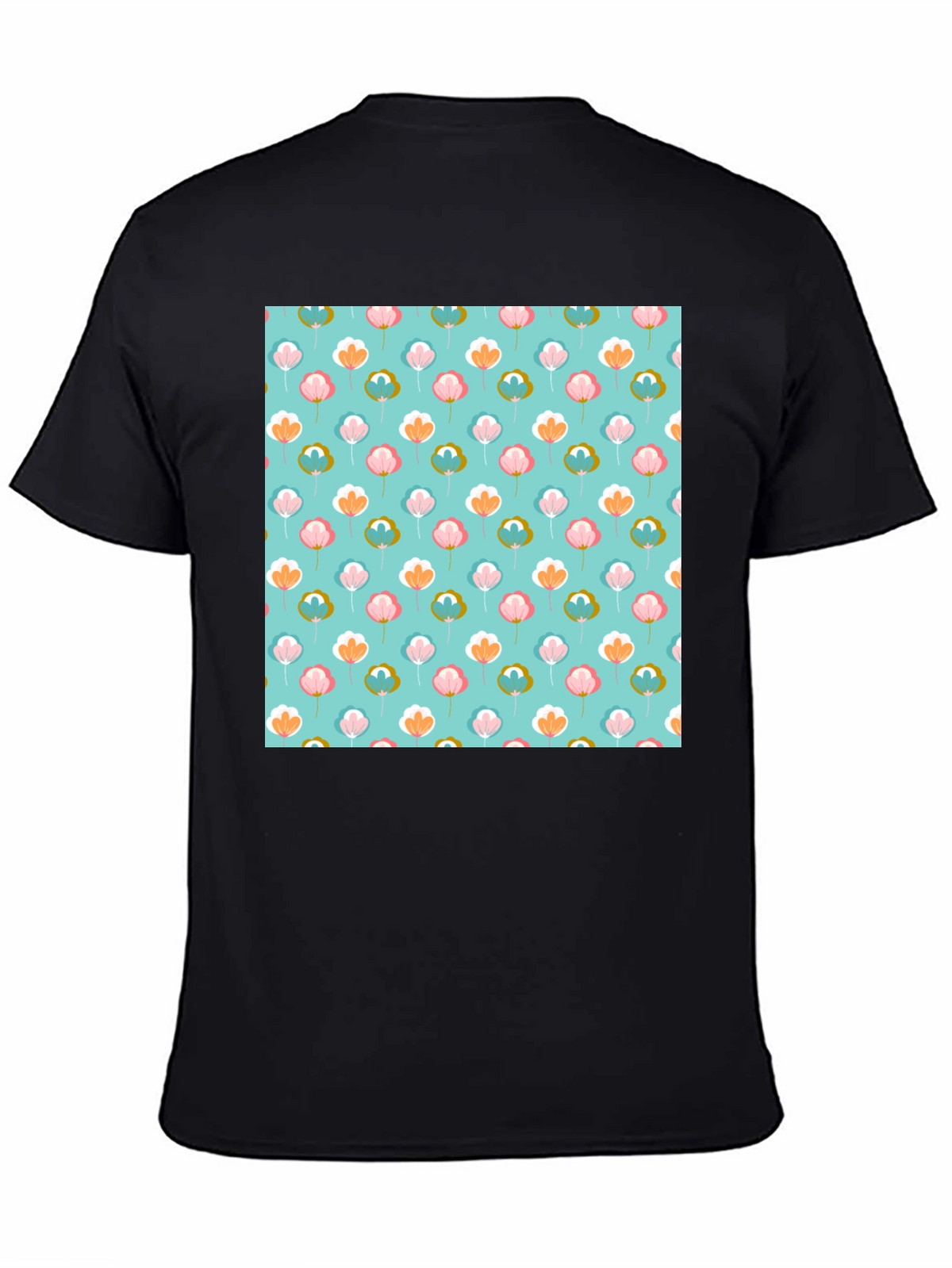 Floral Print T-Shirt - Soft Blue Background