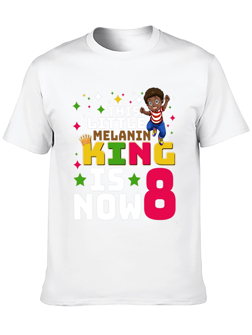 Melanin King Birthday Boy 8 T-Shirt