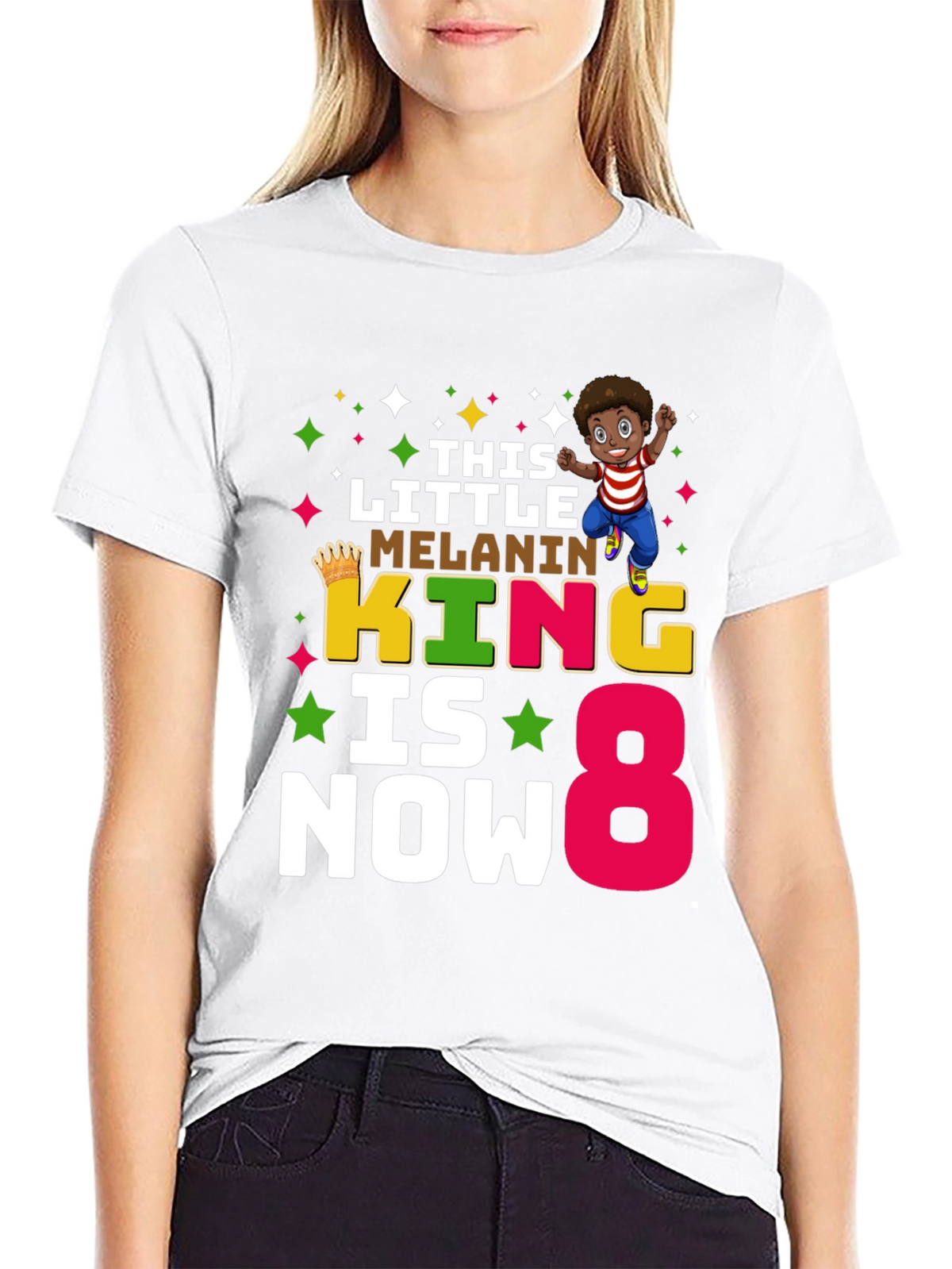 Melanin King Birthday Boy 8 T-Shirt