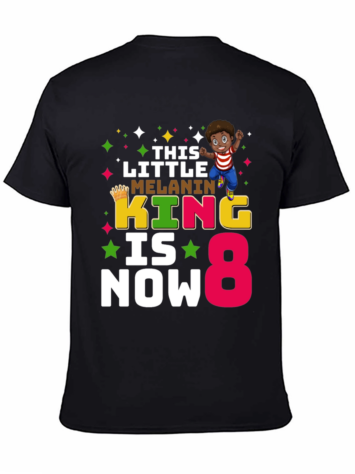 Melanin King Birthday Boy 8 T-Shirt