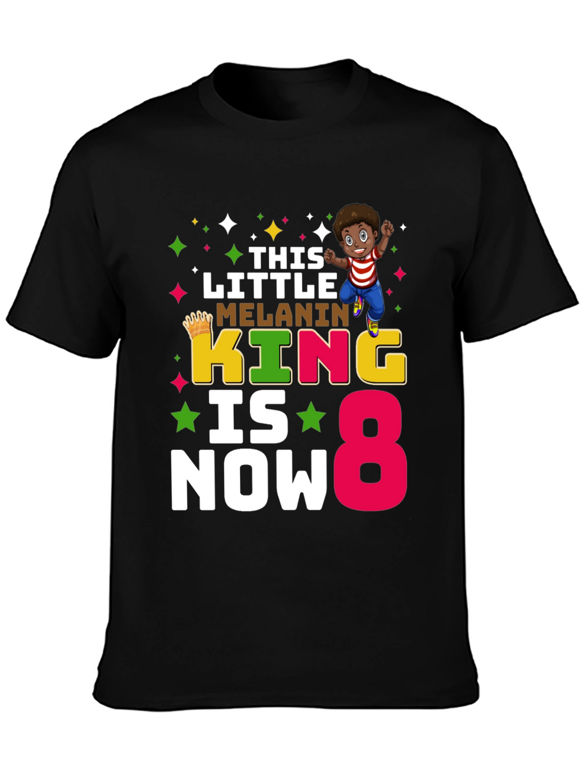 Melanin King Birthday Boy 8 T-Shirt