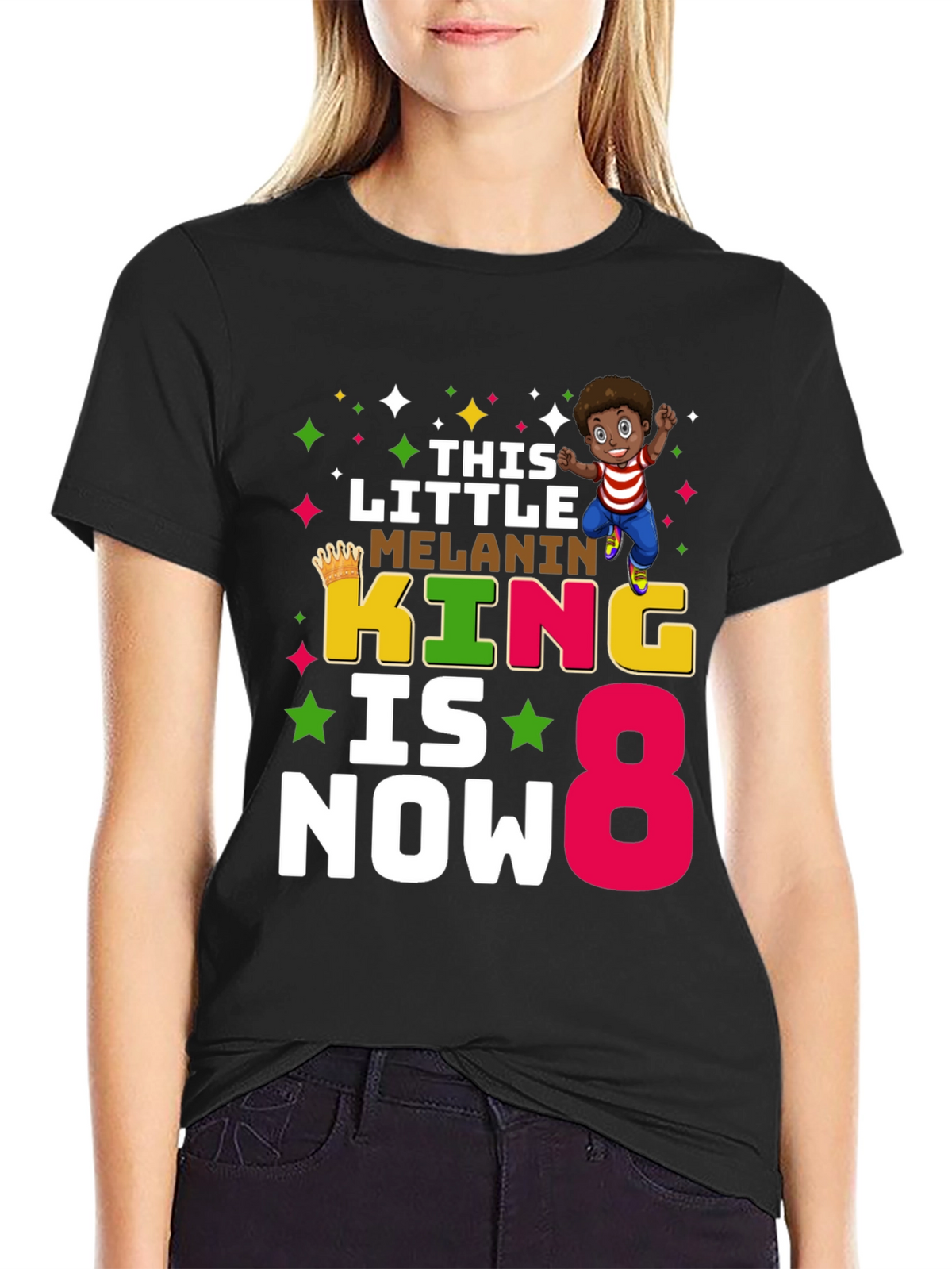 Melanin King Birthday Boy 8 T-Shirt