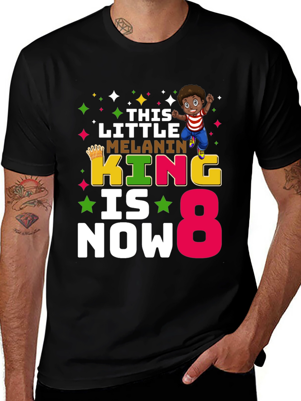 Melanin King Birthday Boy 8 T-Shirt