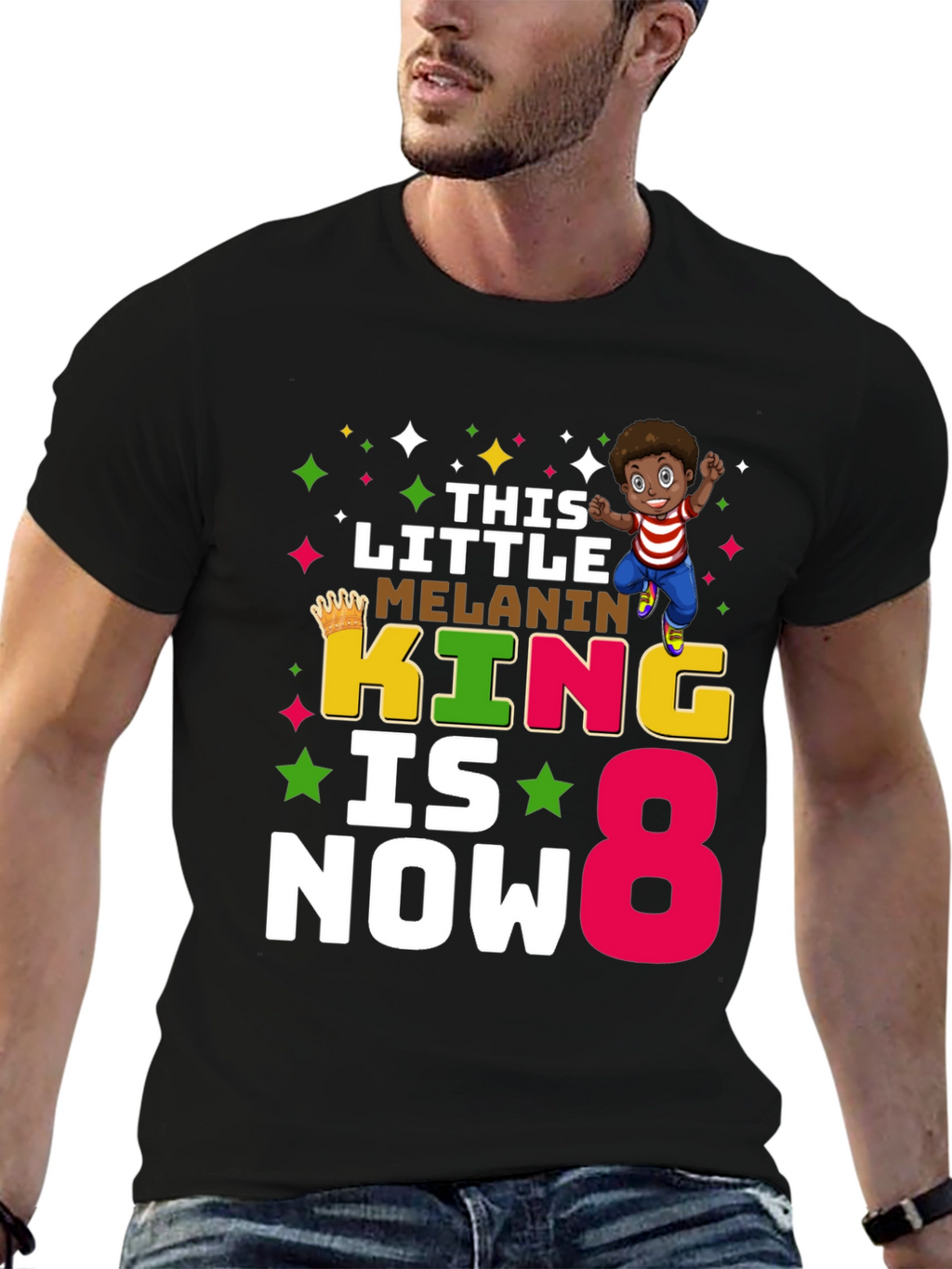 Melanin King Birthday Boy 8 T-Shirt