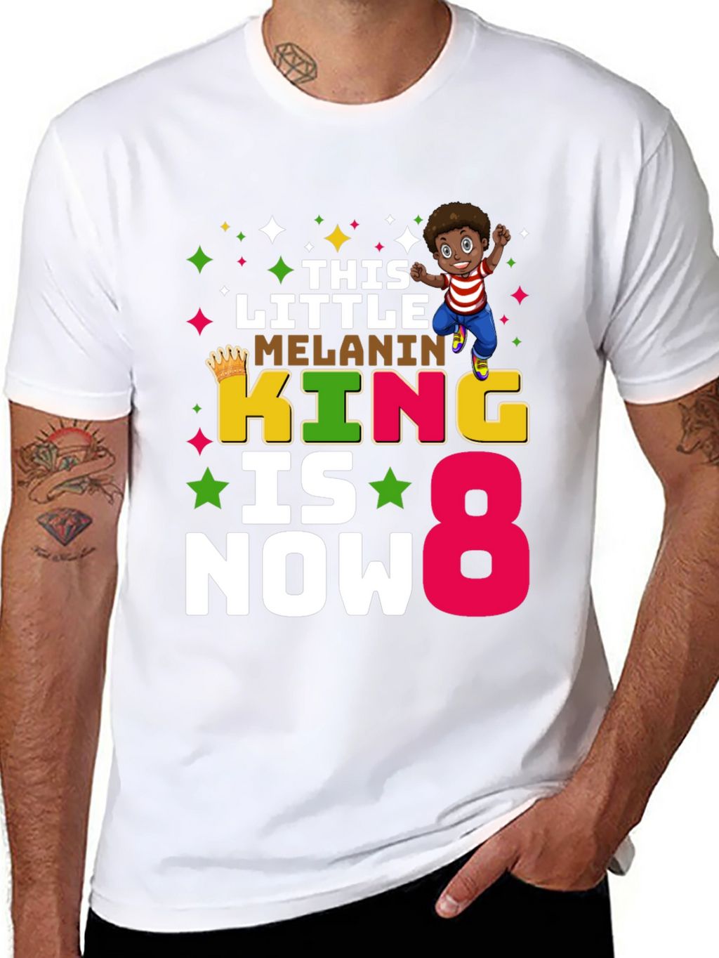 Melanin King Birthday Boy 8 T-Shirt