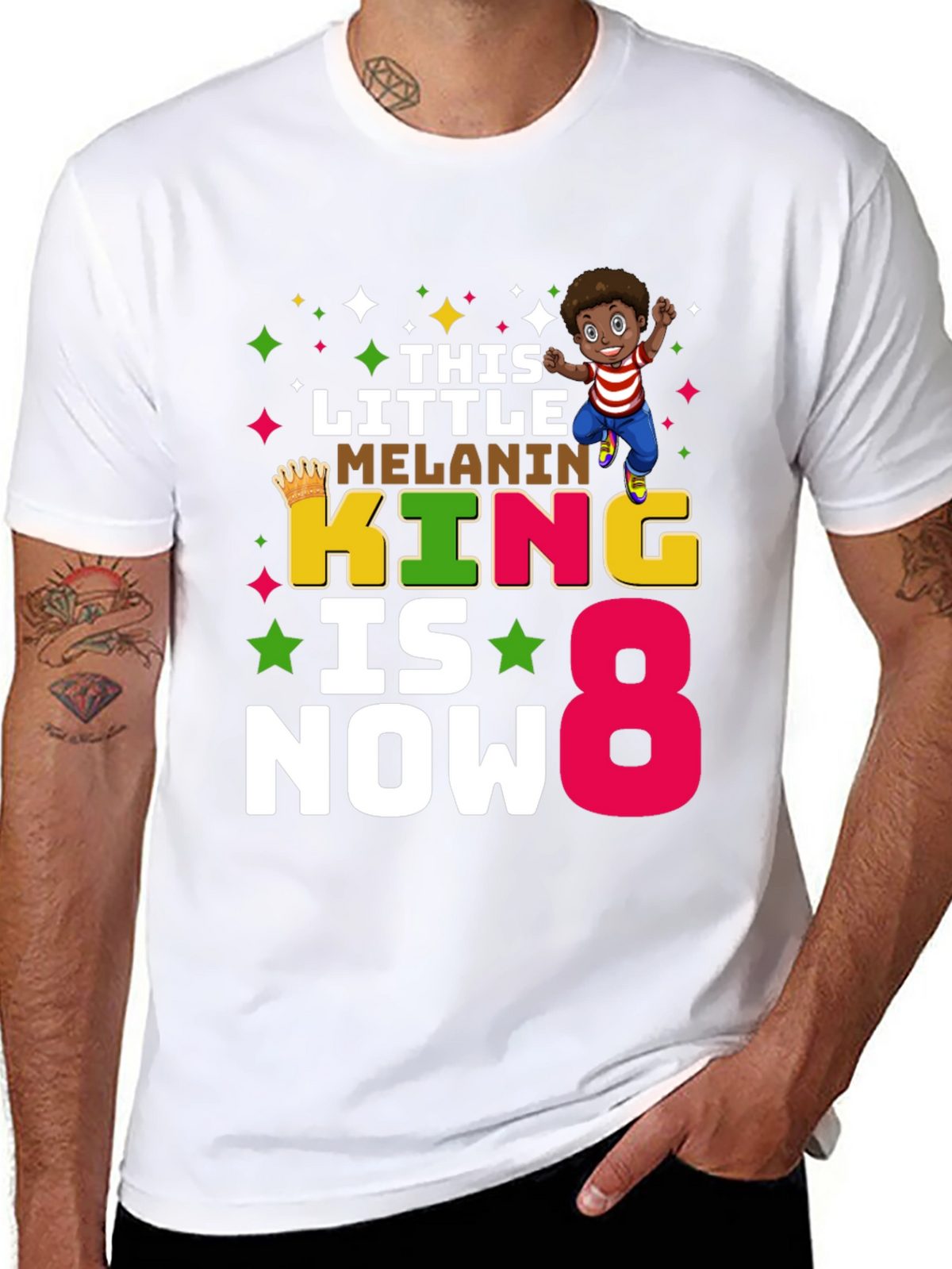 Melanin King Birthday Boy 8 T-Shirt
