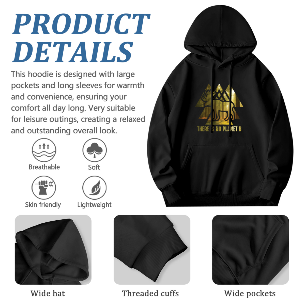 Moose Nature Hoodie - "THERE IS NO PLANET B"