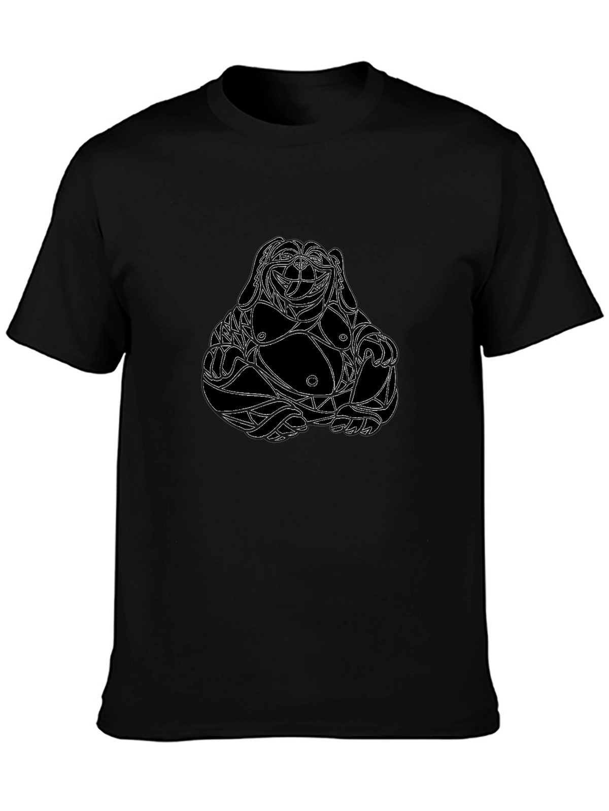 Geometric Buddha Graphic Tee - Black