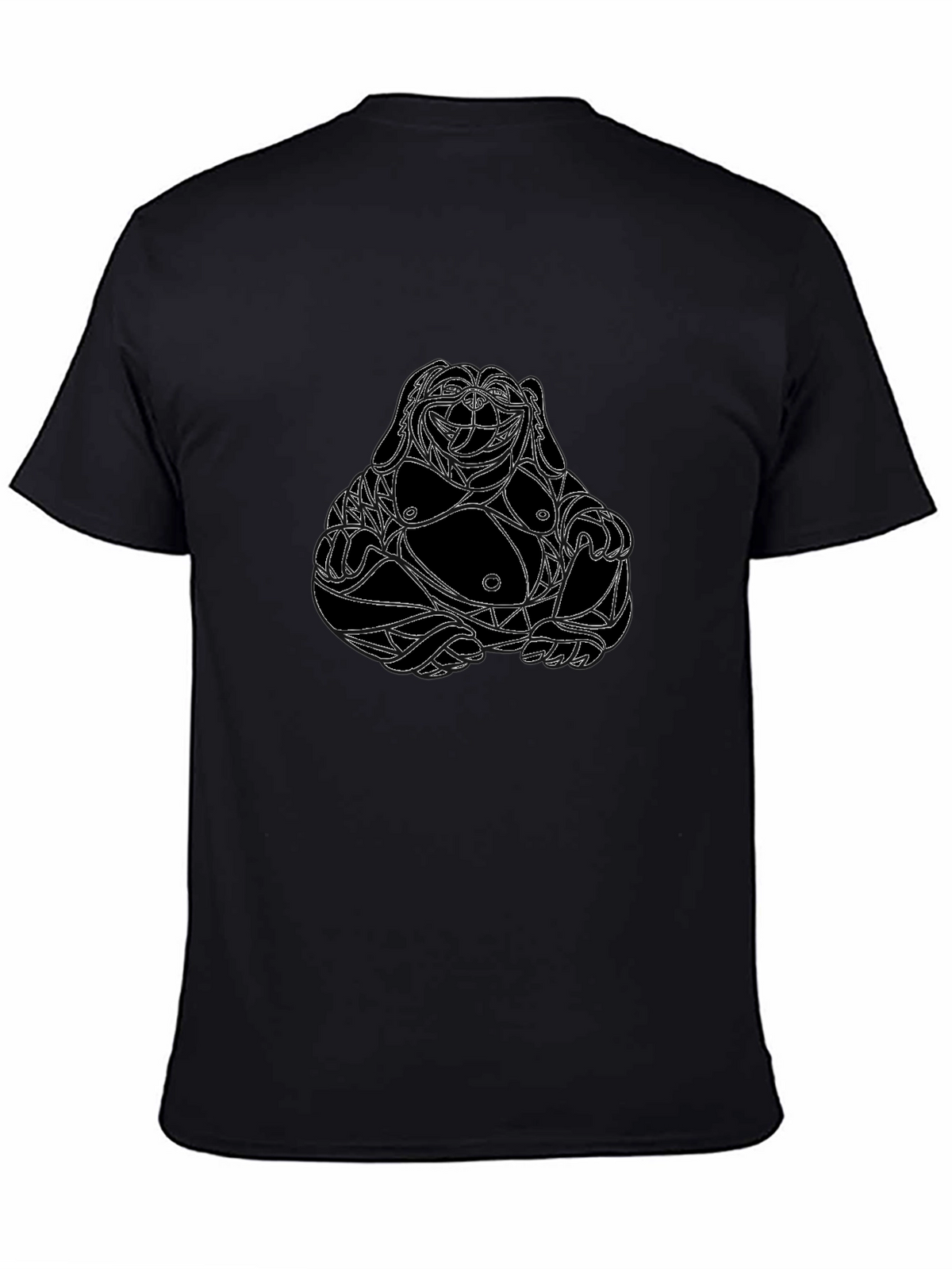 Geometric Buddha Graphic Tee - Black