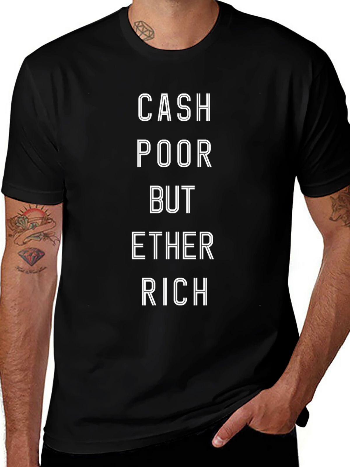 Cash Poor But Ether Rich Black T-Shirt