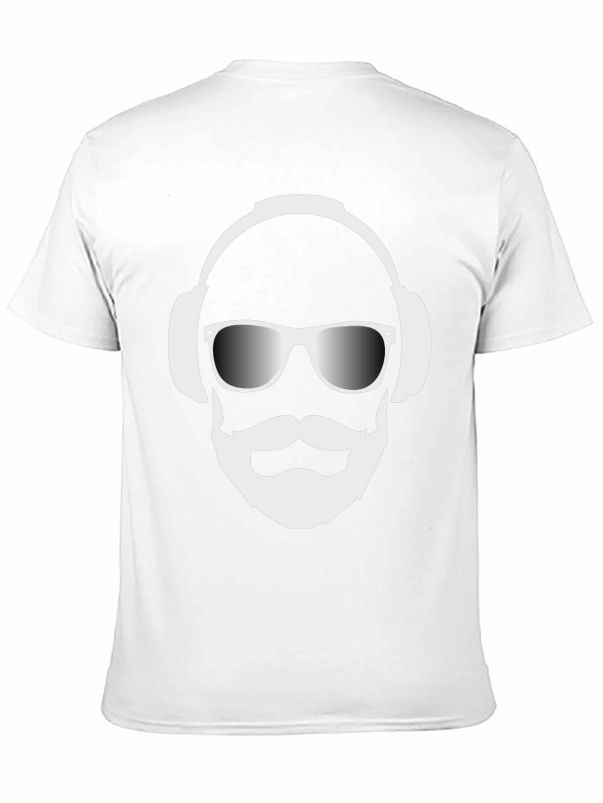 Cool Dude Black T-Shirt with Headphones and Beard Graphic