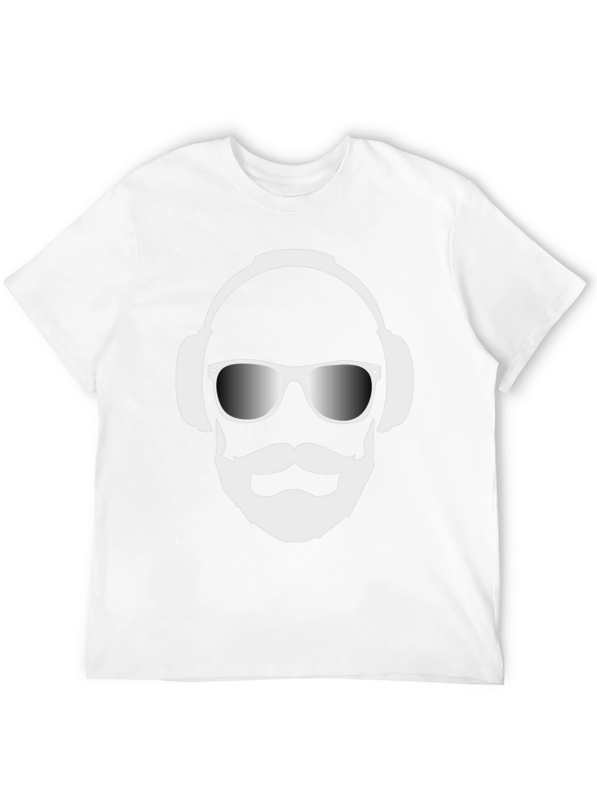 Cool Dude Black T-Shirt with Headphones and Beard Graphic