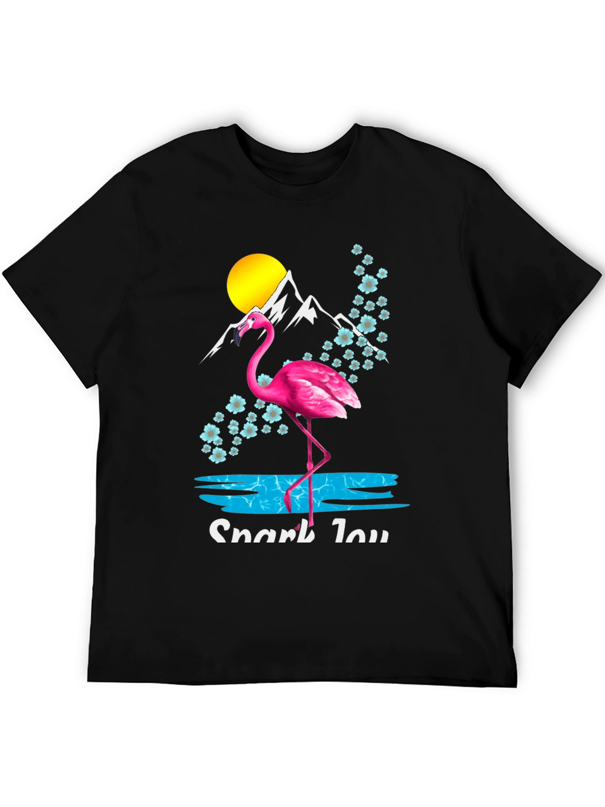 Flamingo Graphic Tee - Tropical Mountain Scene Shirt