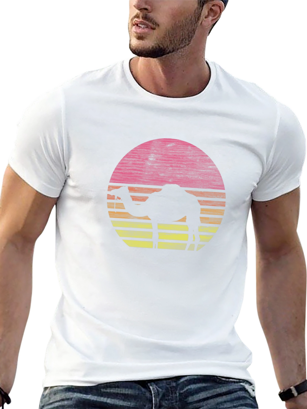 Sunset Camel Graphic Tee - Retro Style