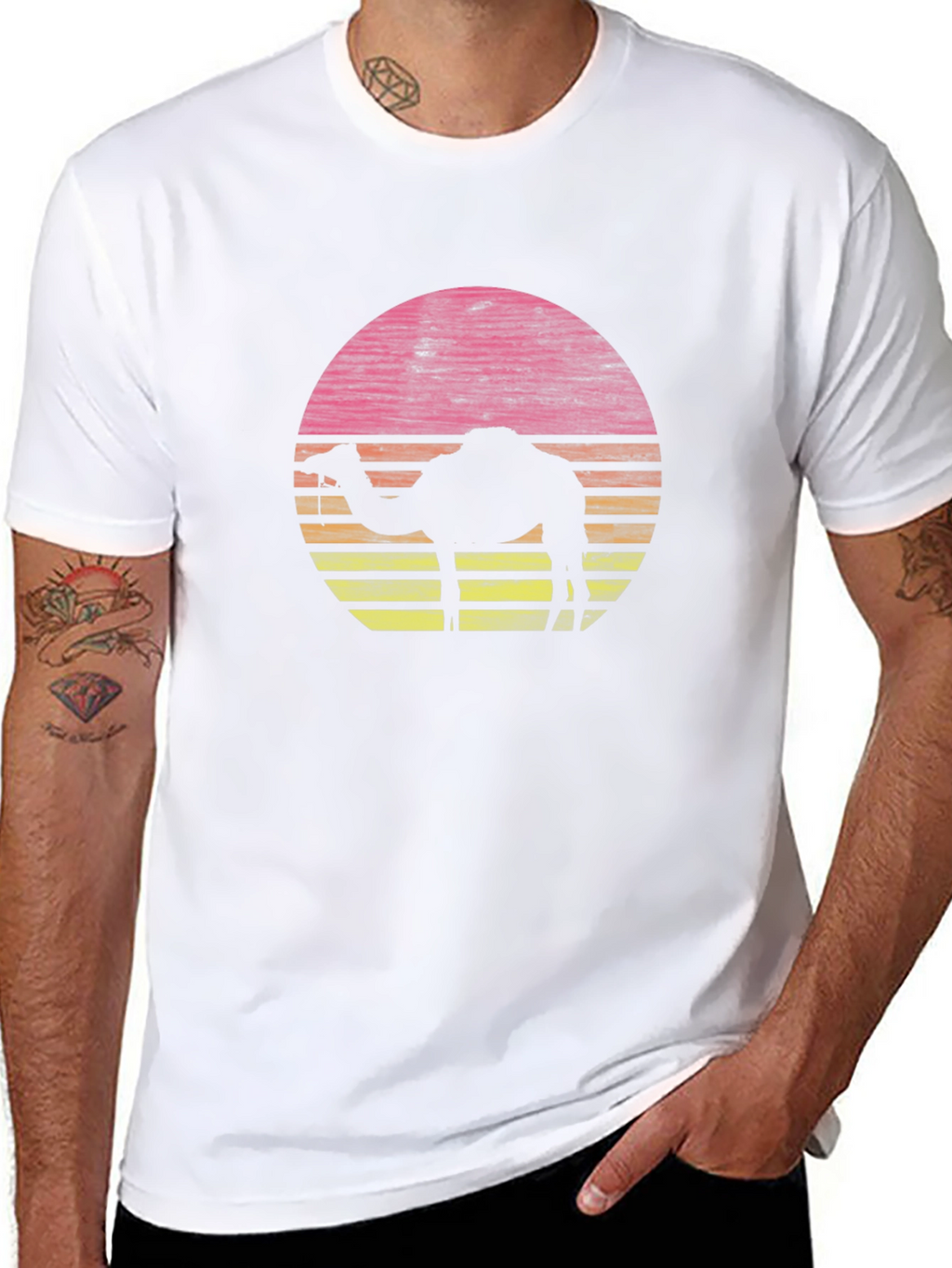 Sunset Camel Graphic Tee - Retro Style