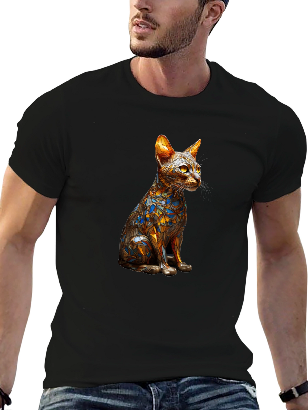 Abstract Cat Art T-Shirt
