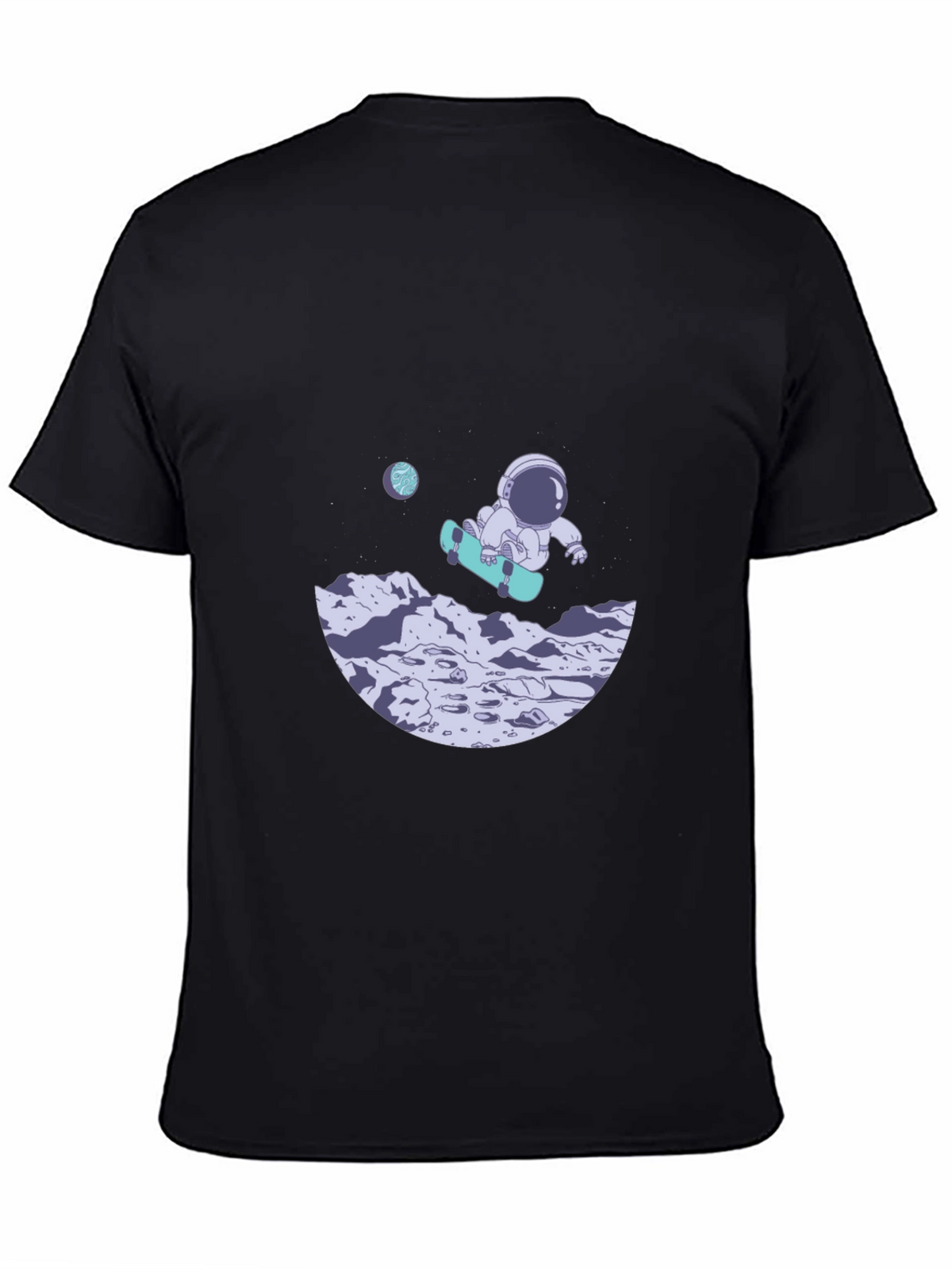 Astronaut Skateboard Black T-Shirt