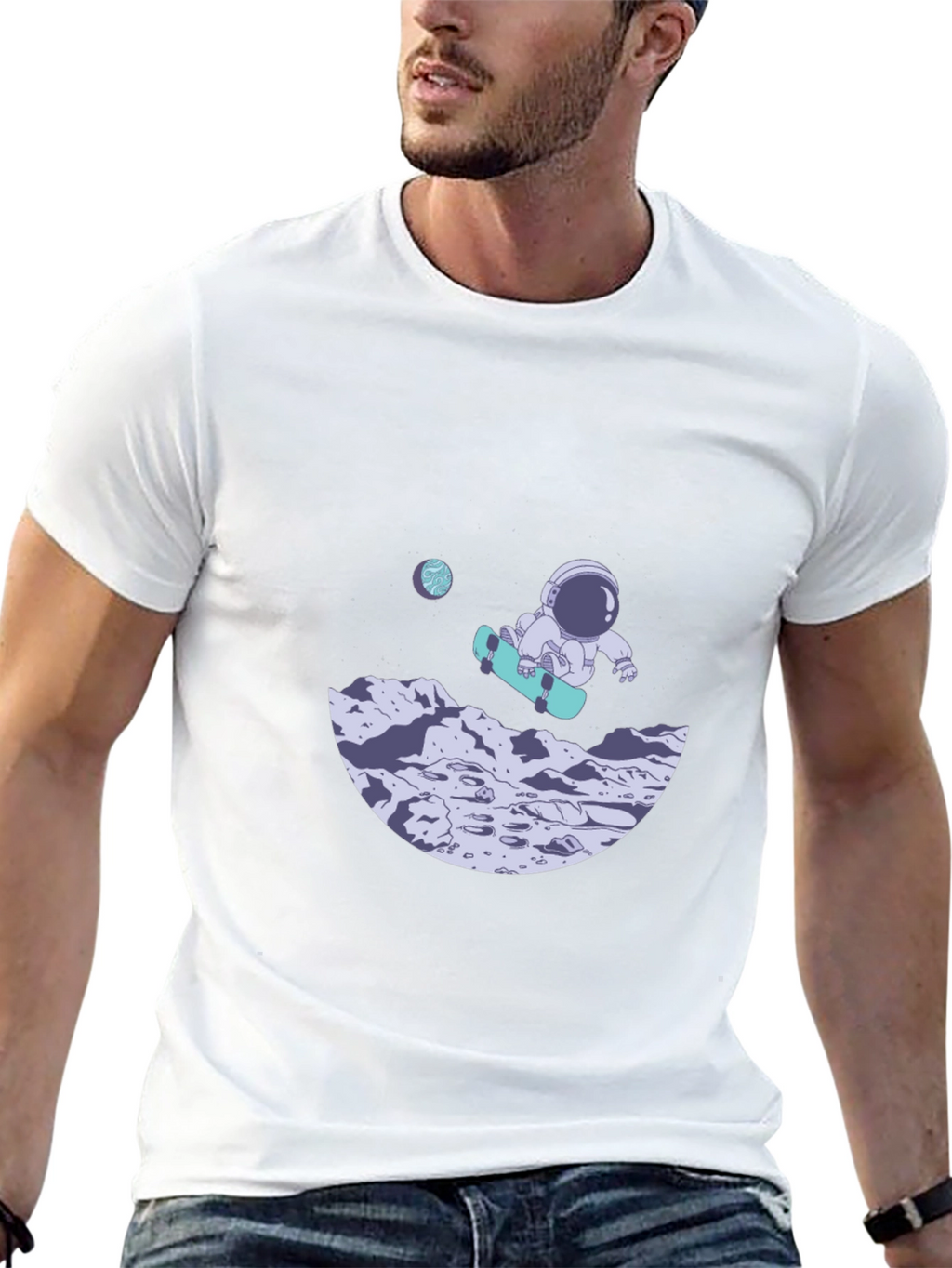 Astronaut Skateboard Black T-Shirt