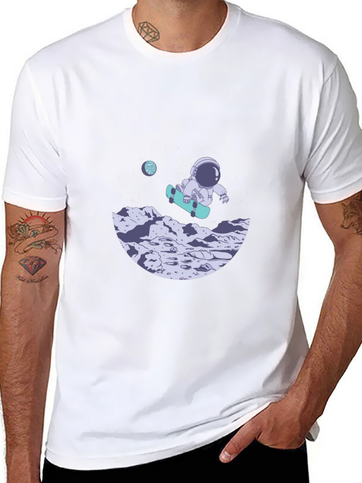 Astronaut Skateboard Black T-Shirt