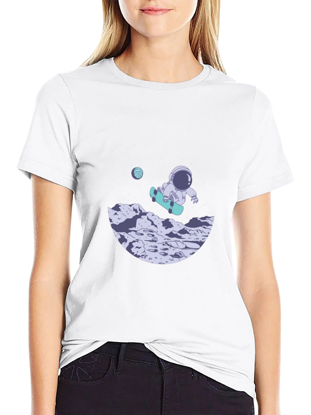 Astronaut Skateboard Black T-Shirt