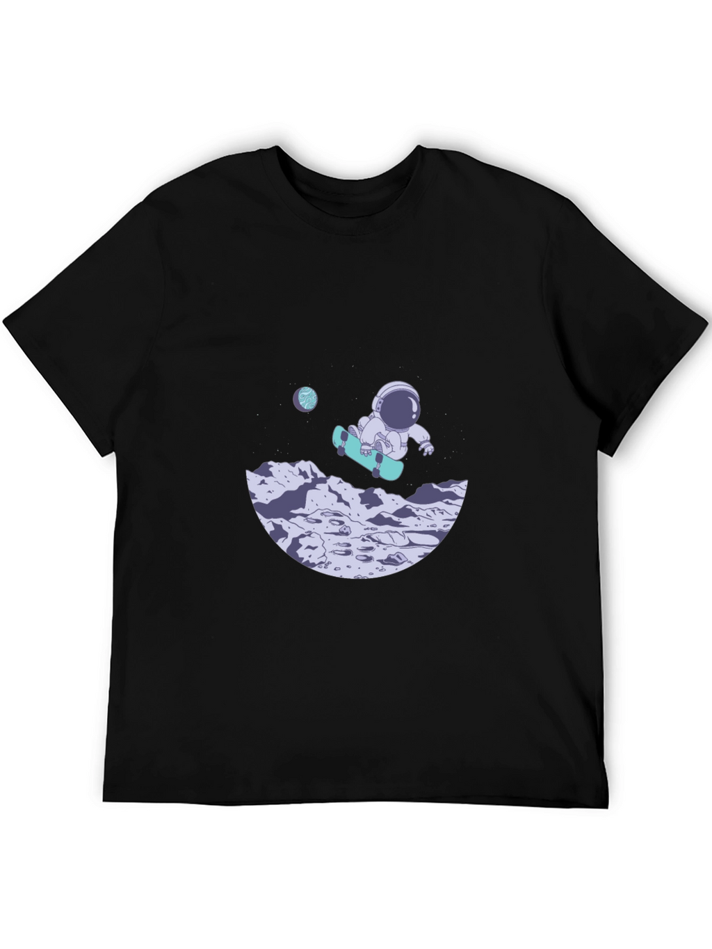 Astronaut Skateboard Black T-Shirt