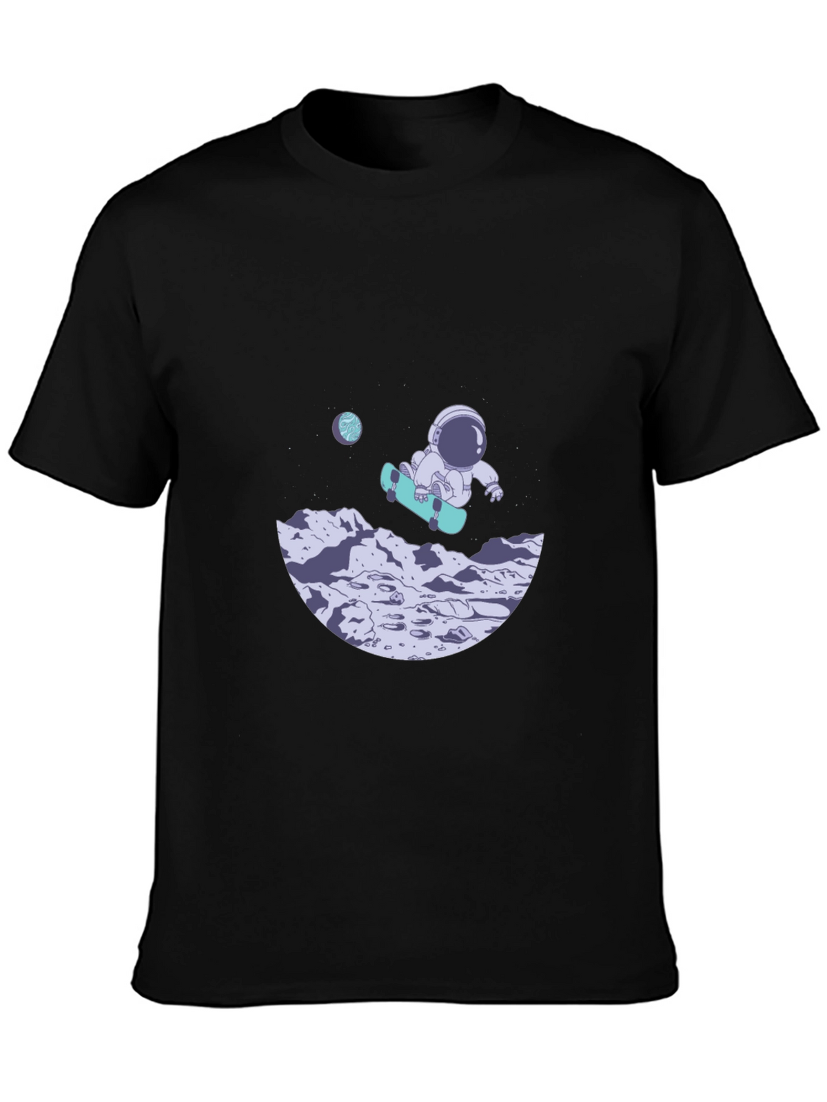 Astronaut Skateboard Black T-Shirt