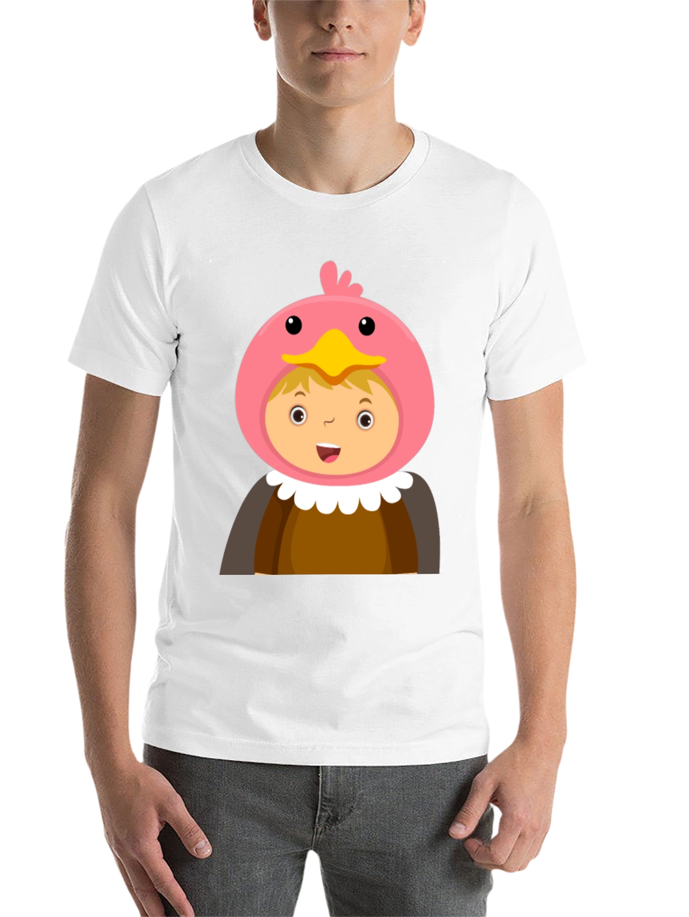 Cartoon Character T-Shirt Bird Costume Design Black Cotton Tee