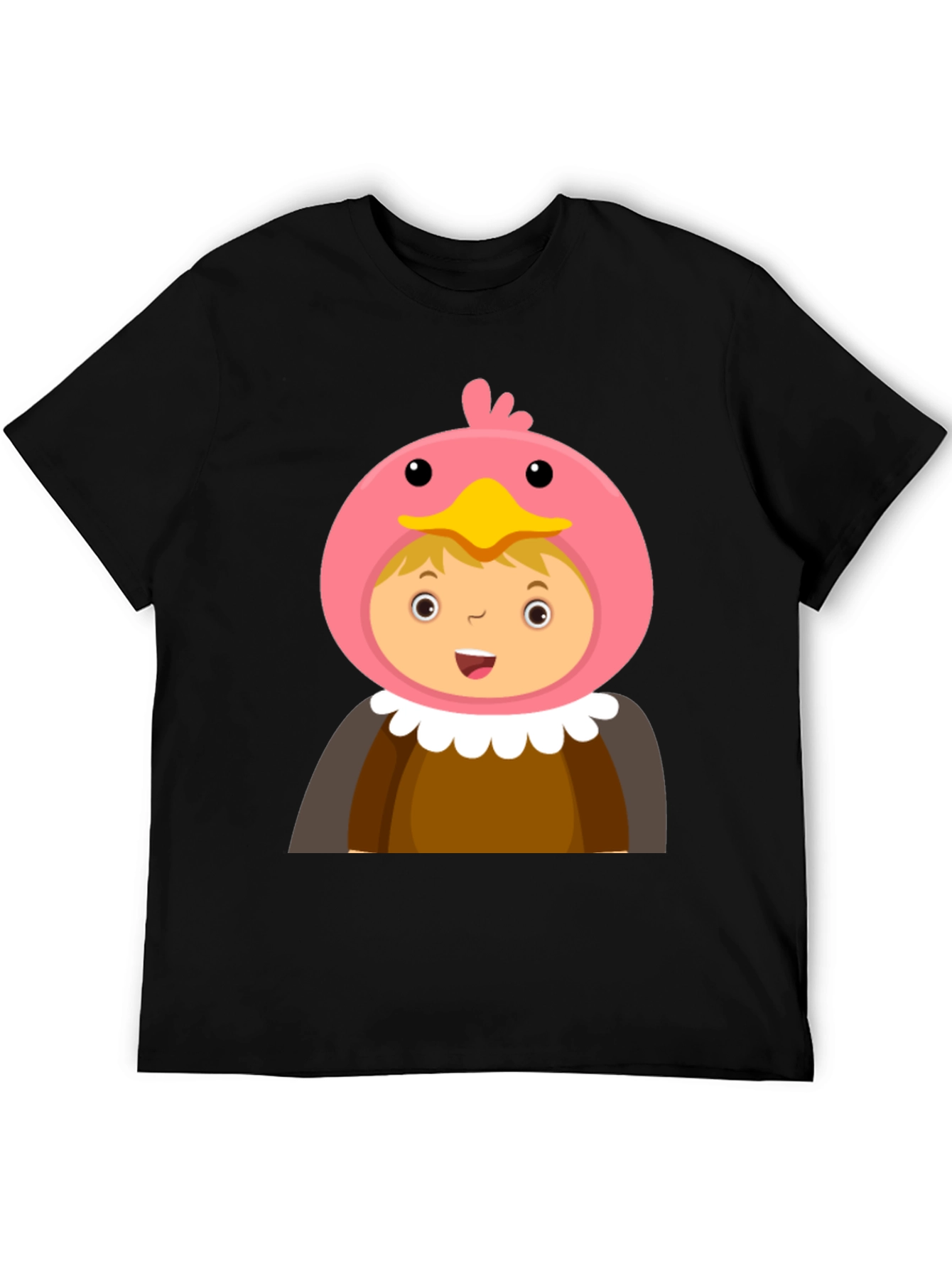 Cartoon Character T-Shirt Bird Costume Design Black Cotton Tee
