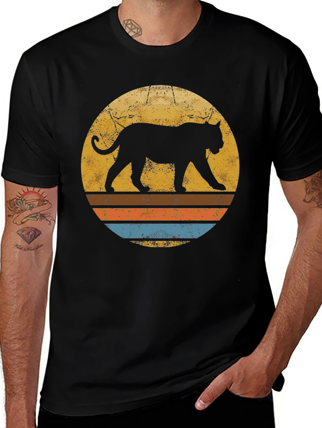 Retro Sunset Panther T-Shirt