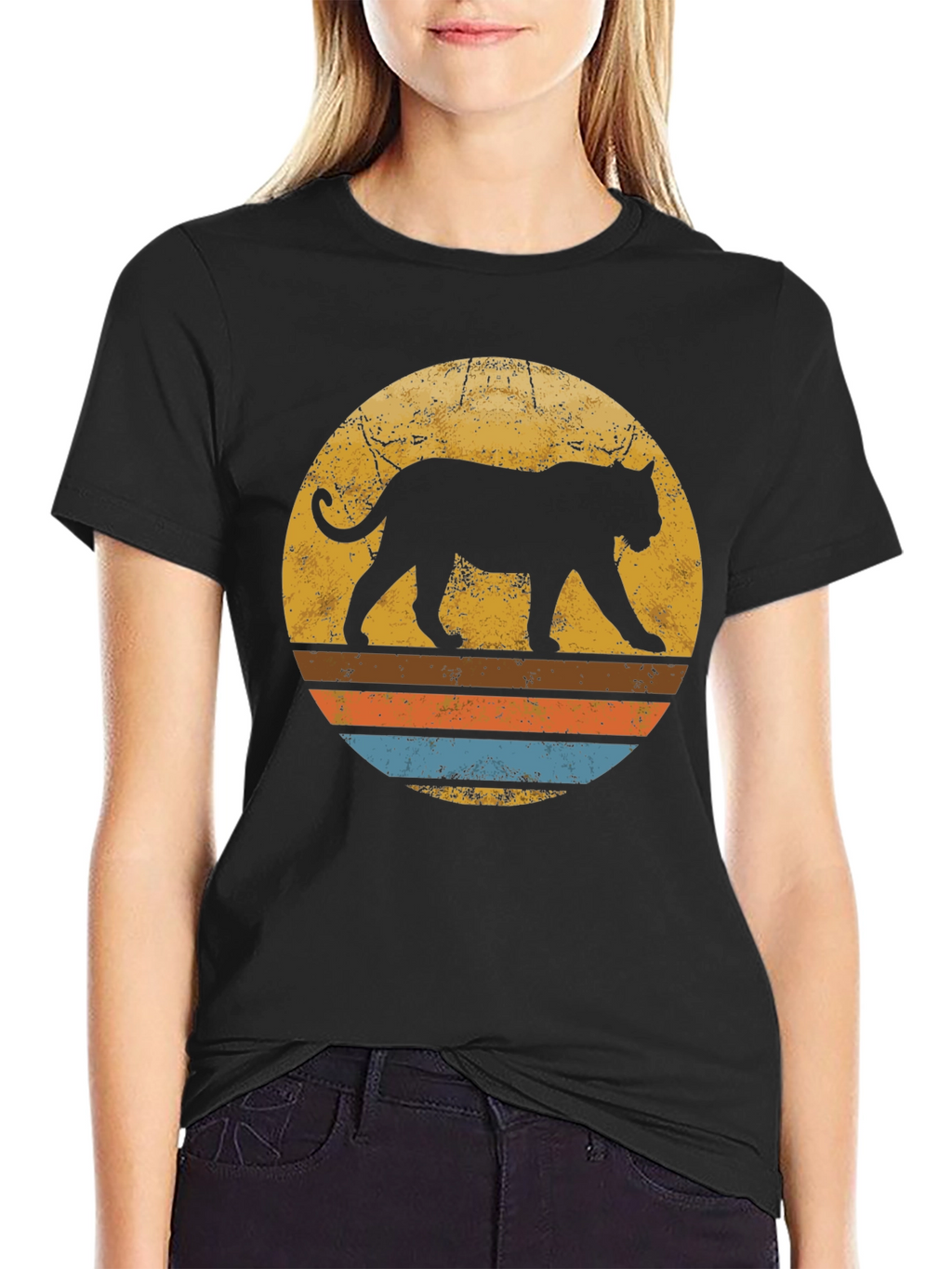 Retro Sunset Panther T-Shirt