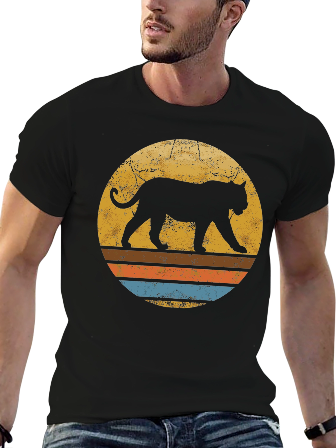 Retro Sunset Panther T-Shirt